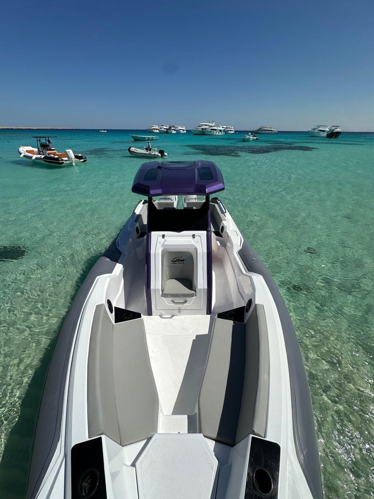 Modern speedboat on the beach